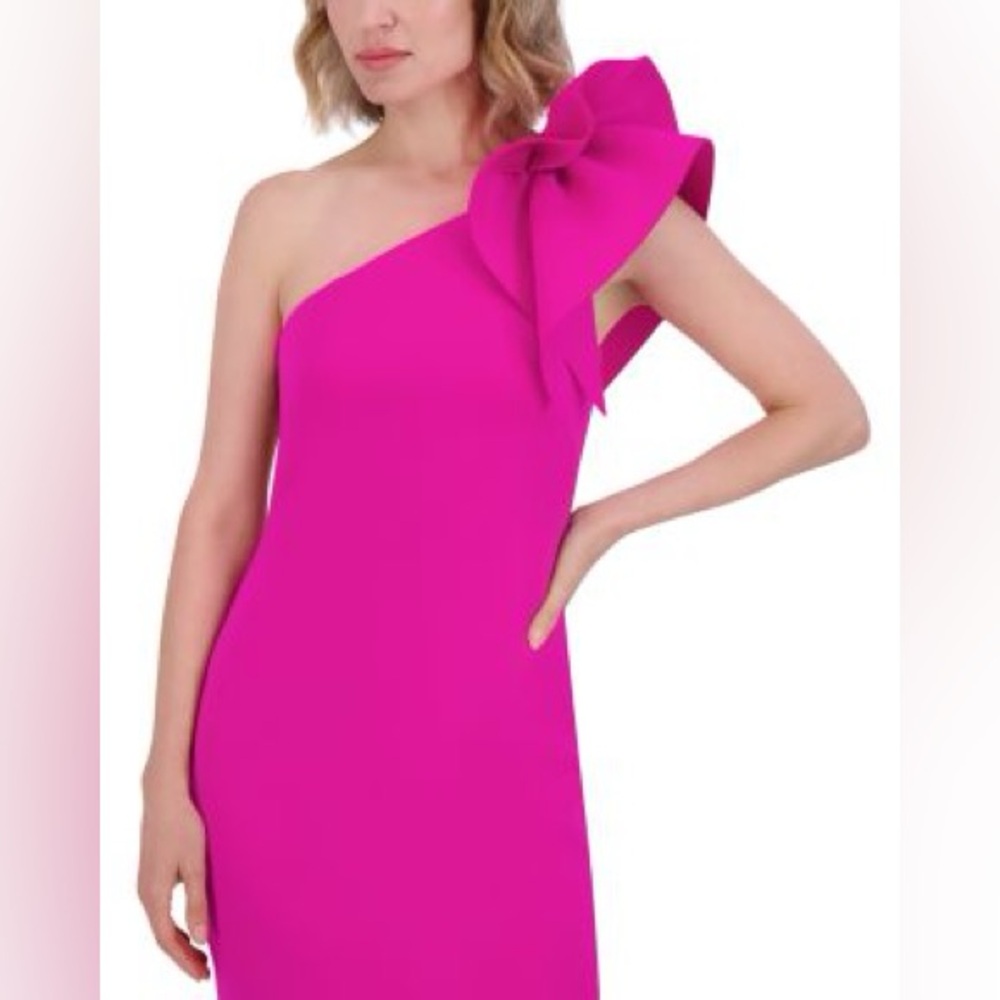 Jessica Howard Dress Womens One Shoulder
Ruffle Neck Scuba Midi Dress Hot 4